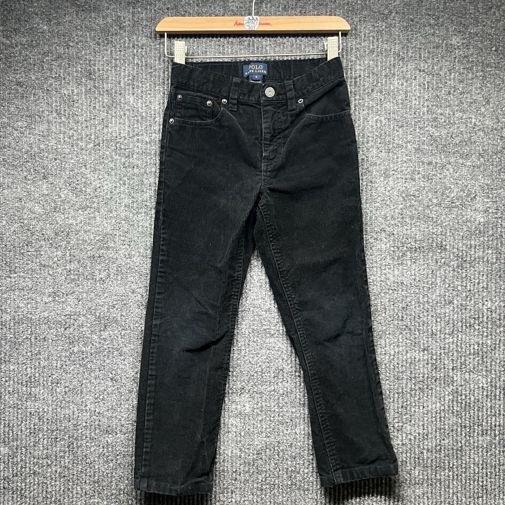 Polo Ralph‎ Lauren Corduroy Pants Youth 6 Black Straight Leg Classy Casual